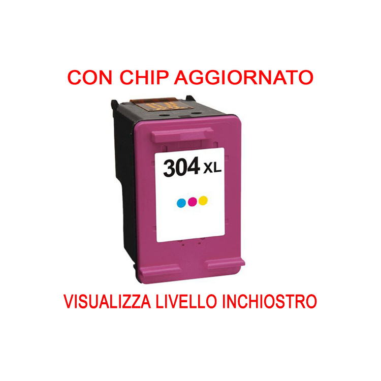 CHIP AGGIORNATO N9K07AE Cartuccia rigenerata per HP 304XL colore alta capacita'
