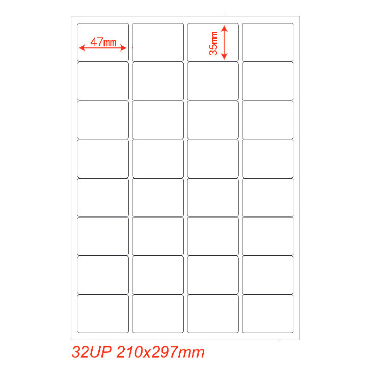 Etichette adesive formato A4 165g 47,5*35,5mm n.32 etichette/foglio (conf.100foglio)