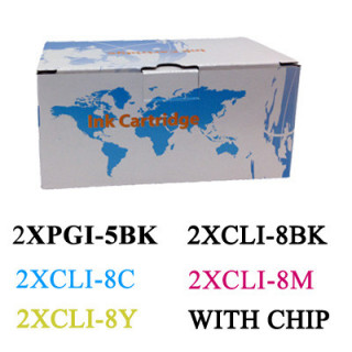 Kit 10 Cartucce per Canon 2XPGI-5BK 2XCLI-8BK 2XCLI-8C...
