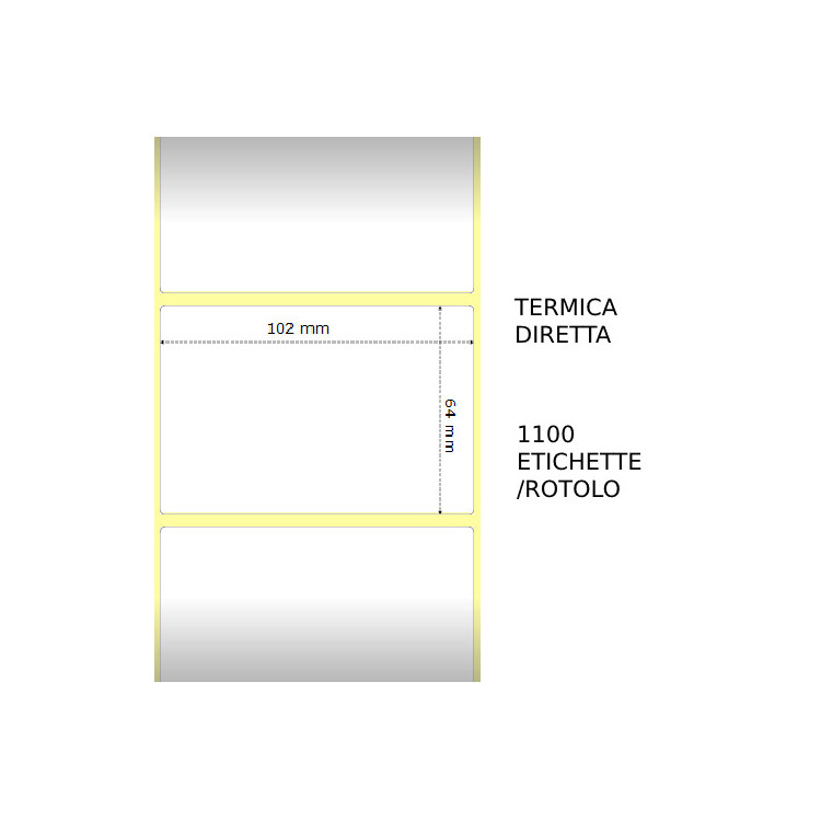 Termica diretta Etichette permanente per ZEBRA 102mm*64mm 1100pz